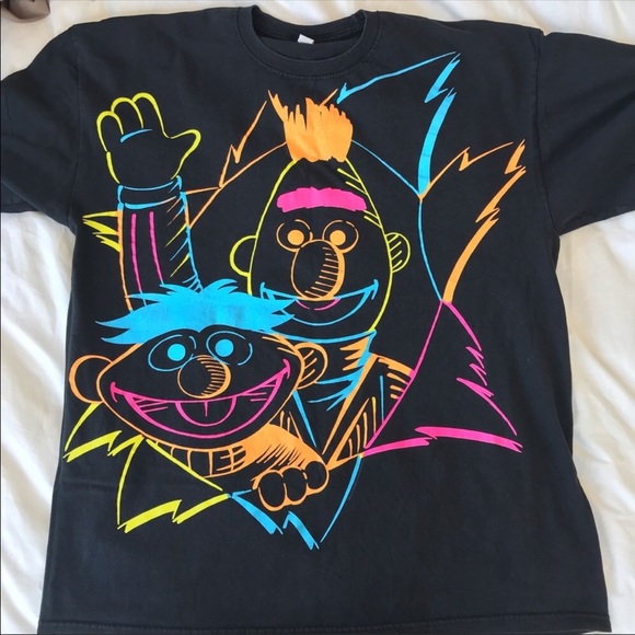 Sesame Street Other - Burt & Earnie Neon 90s Black Sesame Street T shirt
